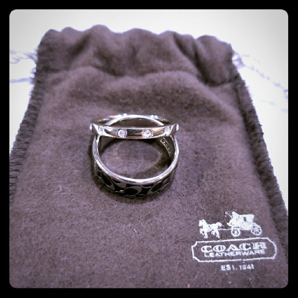 Coach ring set black & silver